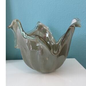 White Cristal Murano Glass Bowl Handmade in Italy